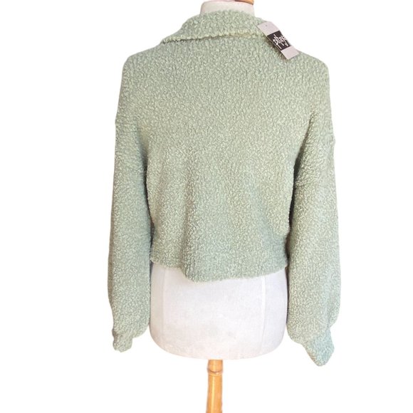 NWT Blue Blush Chunky Boucle Knit Sage Button Sweater Jacket Cottagecore Boho -M - Picture 8 of 15
